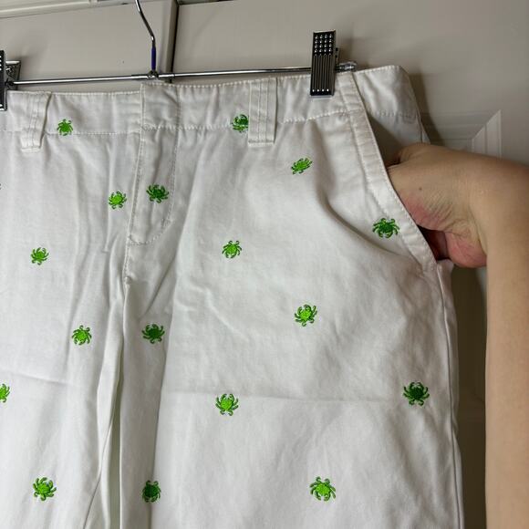 Lilly Pulitzer Size 6 Capri Pants Palm Beach Fit Embroidered Crab White Green - Picture 3 of 13